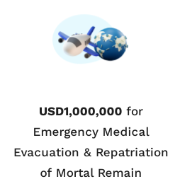 Medisavers medical card community benefits, USD 1 million emergency medical evacuation